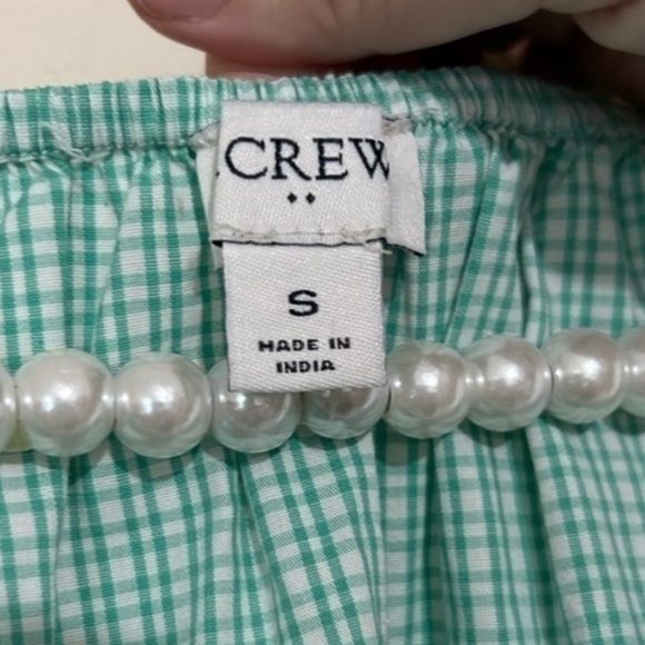 J. Crew Gingham Green Cotton Blend Poplin Raglan Tiered Mini Dress SIZE SMALL - Picture 4 of 8